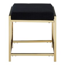 Allure Black Velvet And Gold Finish Stool Black