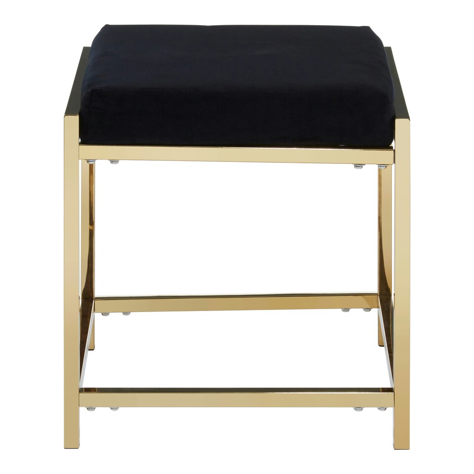 image 1 of Allure Black Velvet And Gold Finish Stool Black