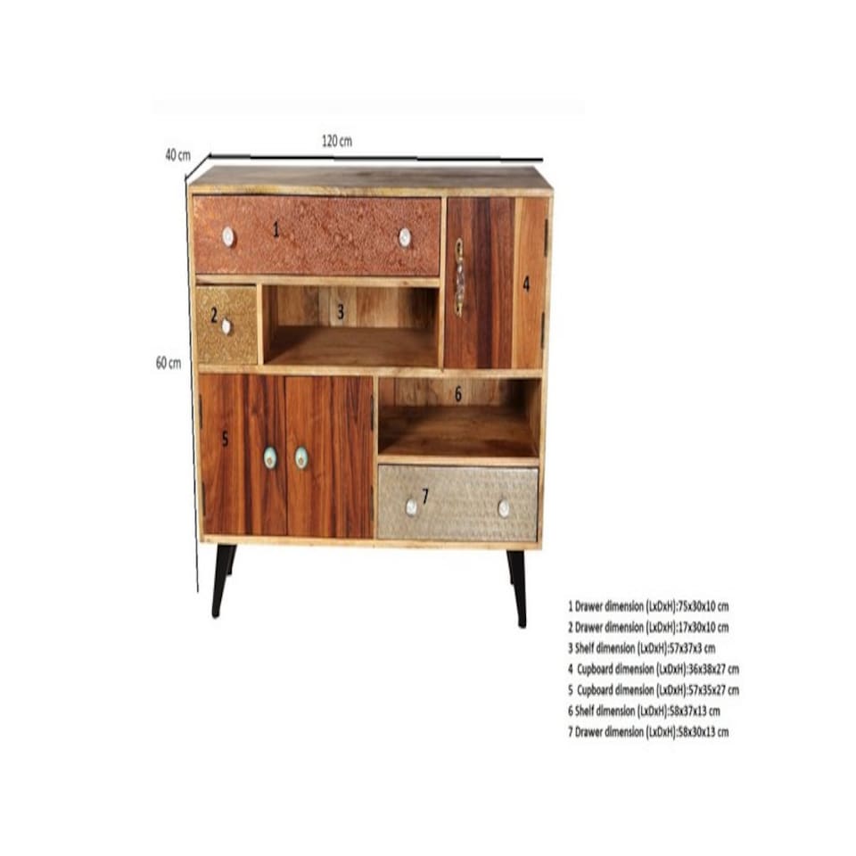 image 1 of Sorio Sideboard Large 1 - Wood - L40 x W120 x H80 cm | Brown