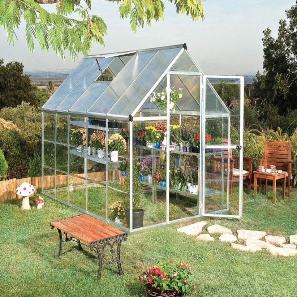 image 1 of Greenhouse Hybrid 6 x 12 - Polycarbonate - L370 x W185 x H208 cm - Silver