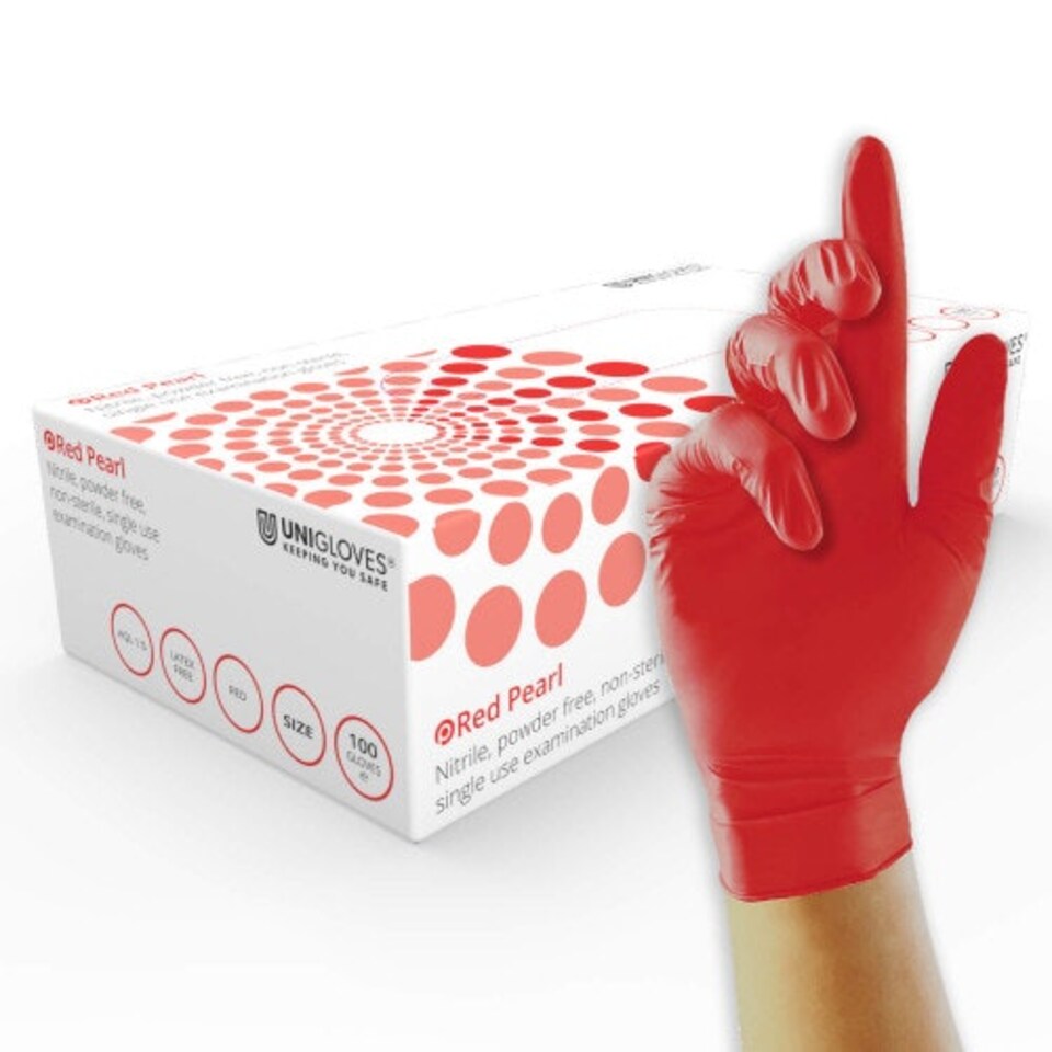image 1 of Unigloves Red Pearl Box of 100 Nitrile Gloves
