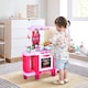 image 1 of HOMCOM 38 Pcs Kids Children Kitchen Play Set with Realistic Sounds Lights Food Utensils Pots Pans Appliances Toy Game Pink