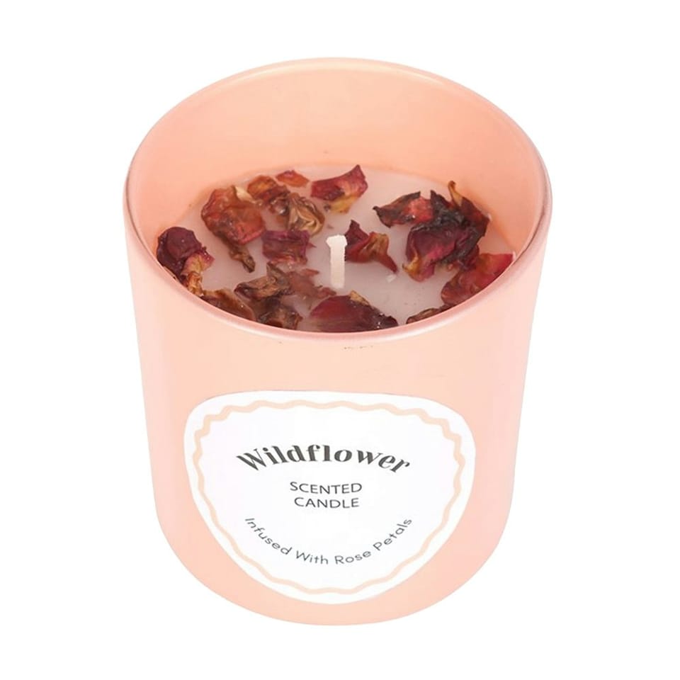 Something Different Wildflower Rose Petals Candle - Pink/White - One Size