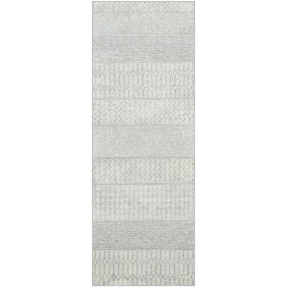 image 1 of LIVABLISS Monaco-Geometric Rug 80 x 220 cm | Grey Ivory