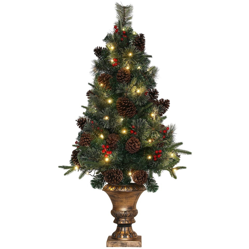 image 1 of HOMCOM 4ft Artificial Christmas Tree with 60 Warm White LED Lights