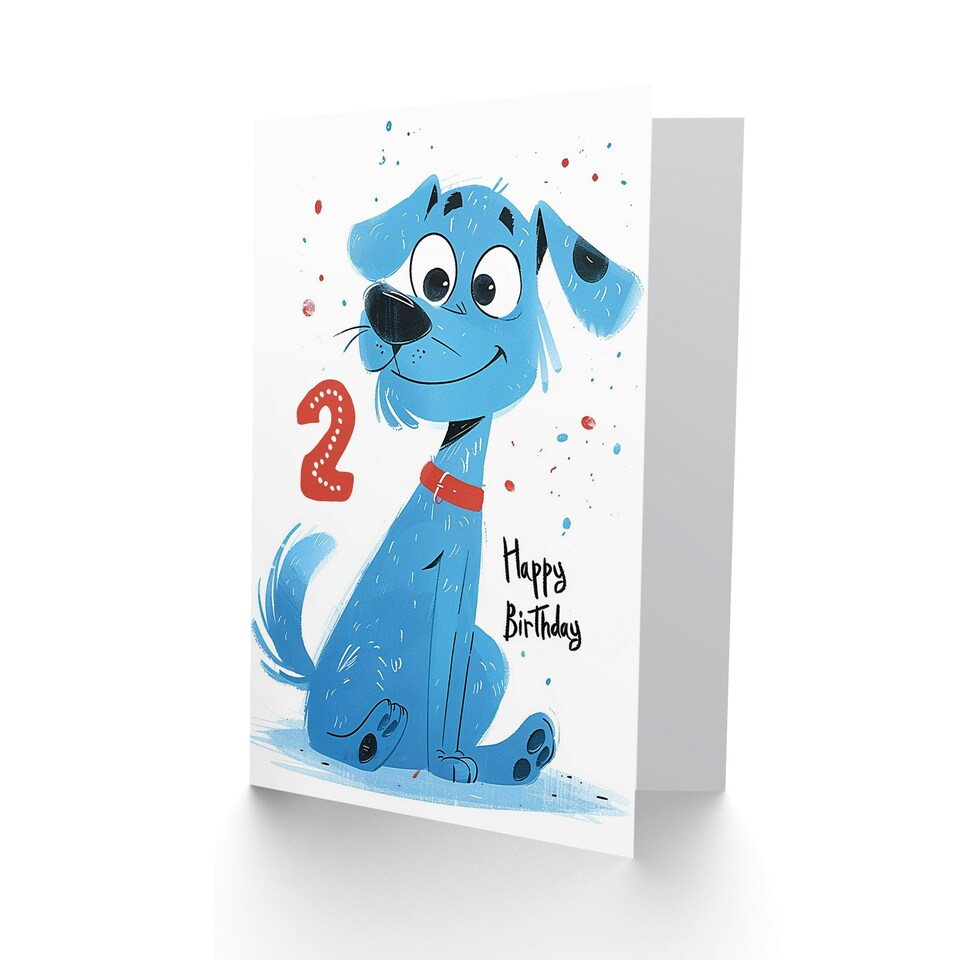 image 1 of Dog Lover Puppy Cartoon Cute 2nd 2 Year Old Child Kids Birthday Card
