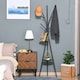 image 2 of HOMCOM 180cm Free Standing Coat Rack Metal Shelf Holder Stand Hat Hanger Black