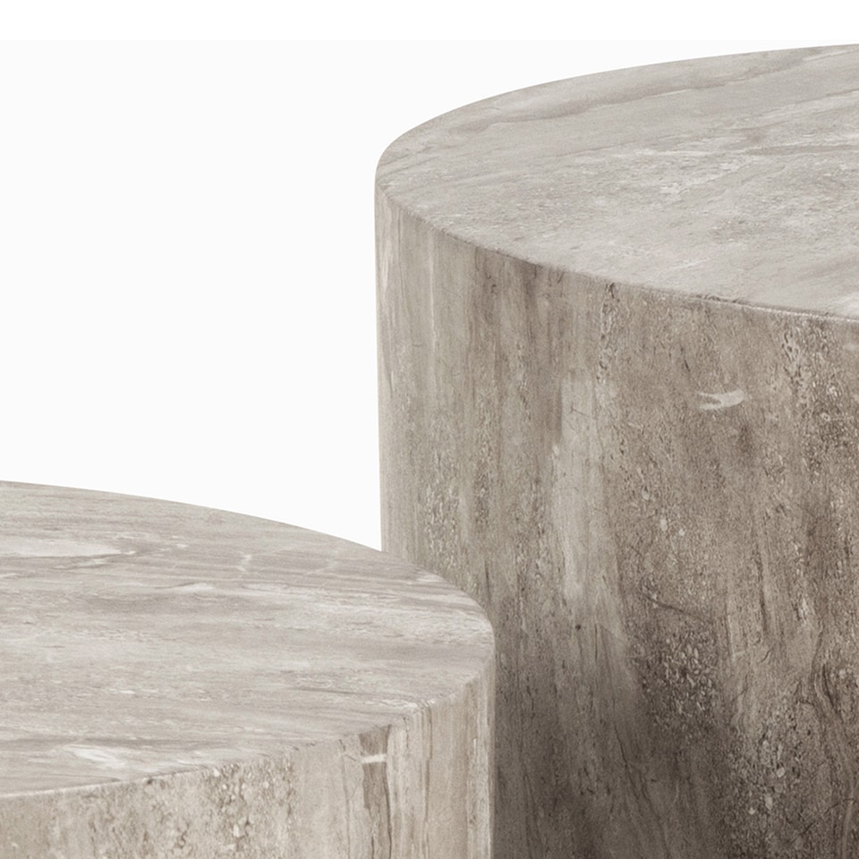 image 1 of Dice Round Coffee Table Set in Grey Marble