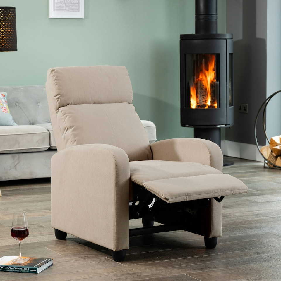 image 1 of Medina Manual Push Back Recliner Armchair - Cappuccino