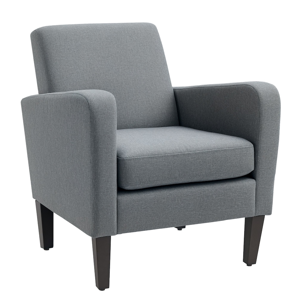 image 1 of HOMCOM Modern Armchair Accent Chair with Rubber Wood Legs for Bedroom Grey