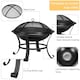 image 4 of Yaheetech Outdoor Fire Pit with Mesh Screen Cover Fire Poker Black