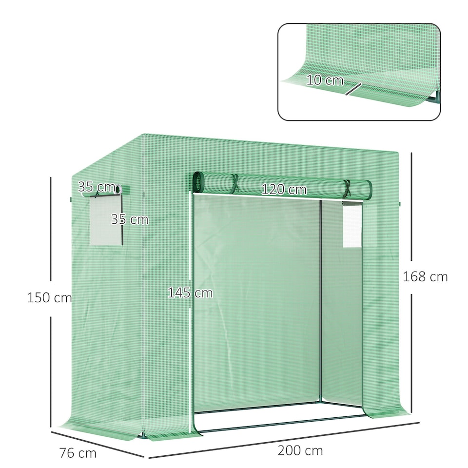 image 1 of Outsunny 200x76x168cm Walk-in Garden Greenhouse Plant Warm House