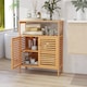 image 4 of COSTWAY Bamboo Side Storage Organizer Bathroom Floor Cabinet