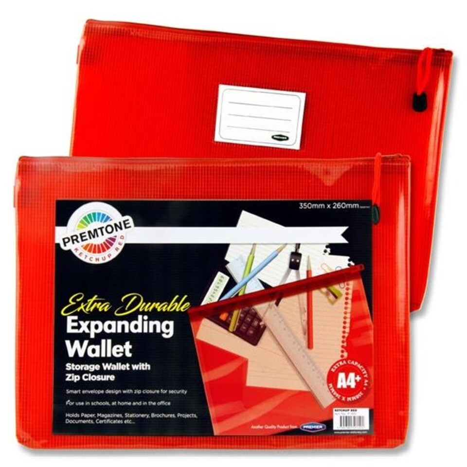 image 1 of A4+ Extra Durable Ketchup Red Mesh Wallet by Premto