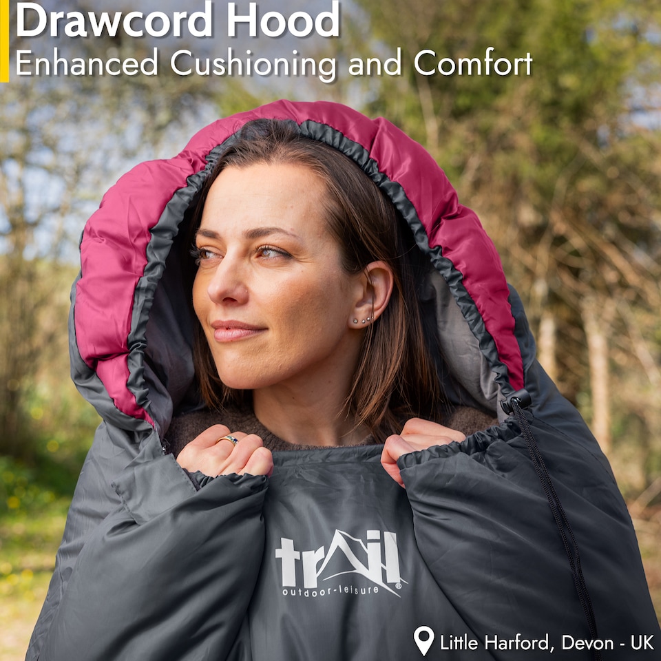 image 1 of Adult Sleeping Bag 3 Season Single Person Warm Hood Carry Bag Trail Alpine 252 | Pink | Single | 1