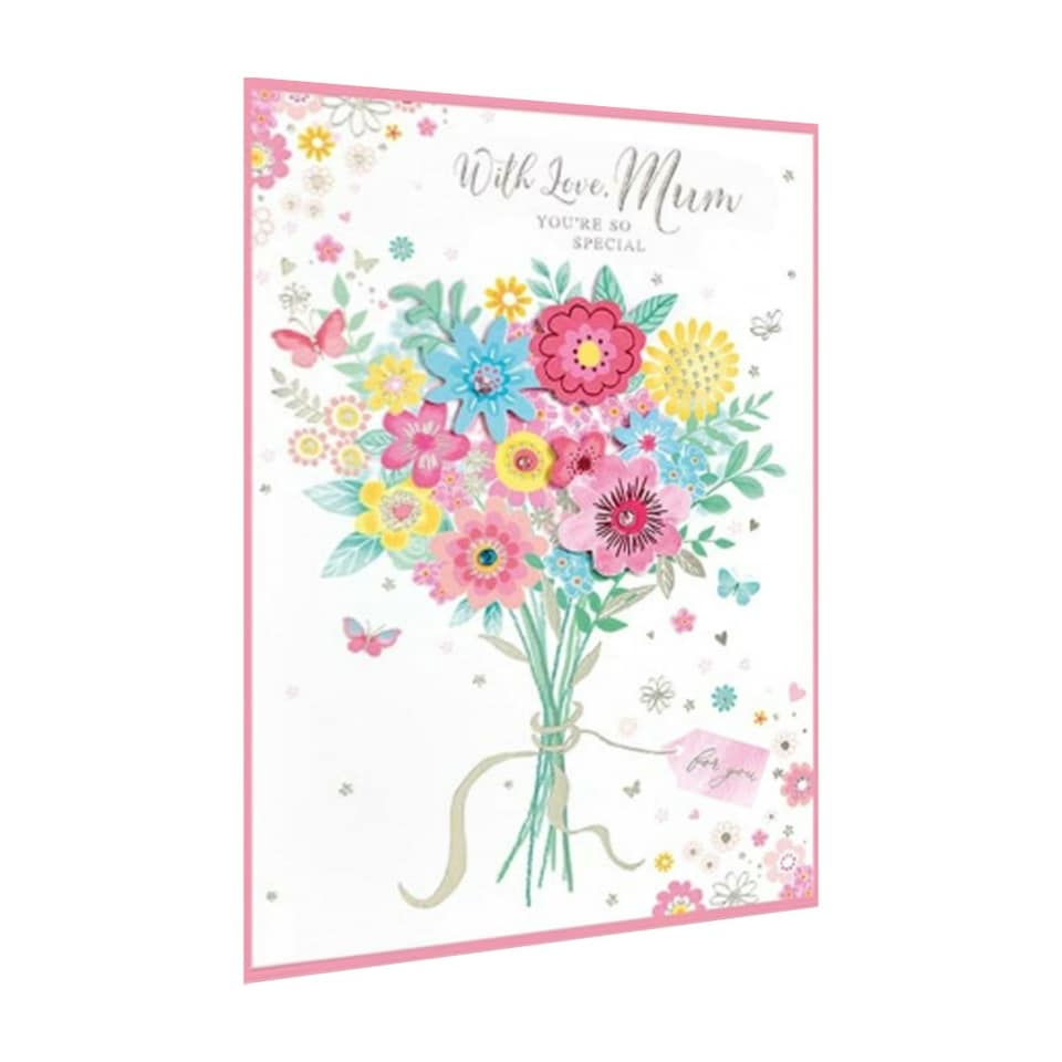 image 1 of Simon Elvin Thinking of You Greetings Card (Pack of 6) - White/Pink/Green - One Size White | One Size