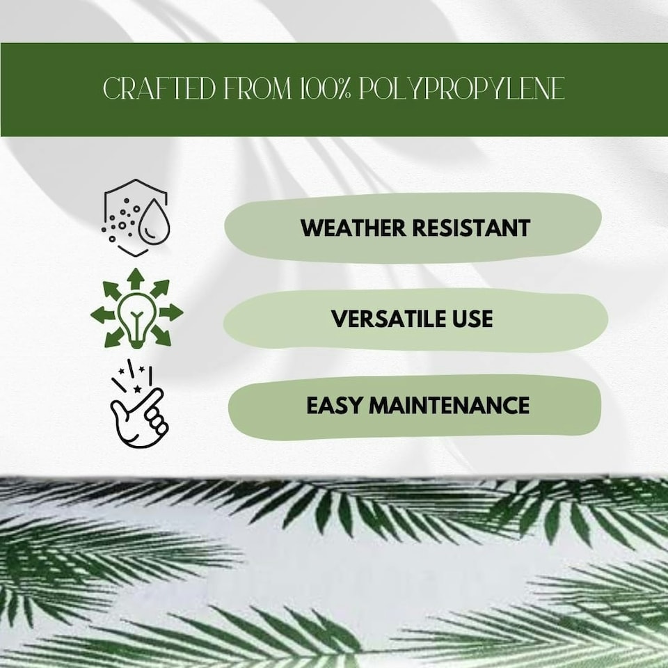 image 1 of Marco Paul Green Tropical Leaf Outdoor Rug Green | 180 x 120cm