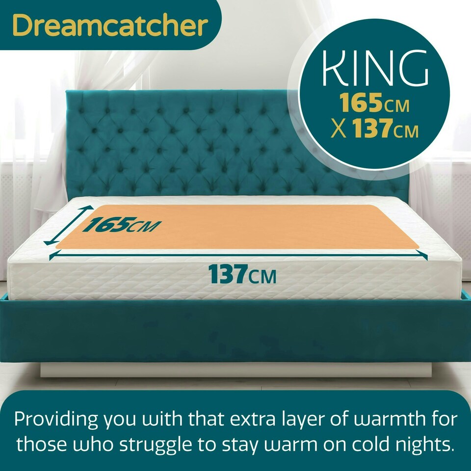image 1 of Dreamcatcher King Size Electric Under Blanket Heated Fitted Cover Single Control
