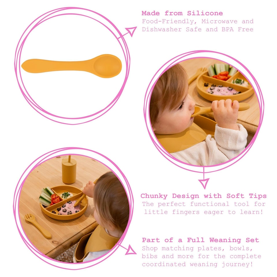 image 1 of Tiny Dining Baby Silicone Weaning Spoon - Silver Sage