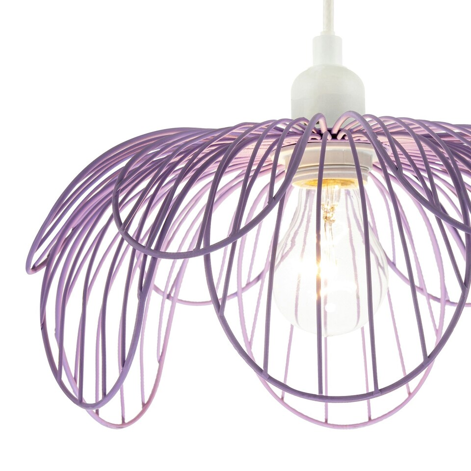 image 1 of Mate Lilac Metal Wire Overlapping Petal Ceiling Pendant Light Shade Purple