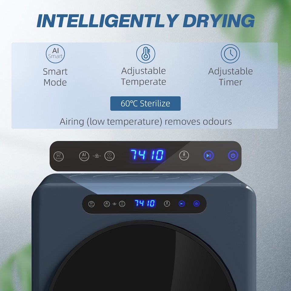 image 1 of HOMCOM 5 kg Portable Vented Tumble Dryer Machine with Timer, Blue