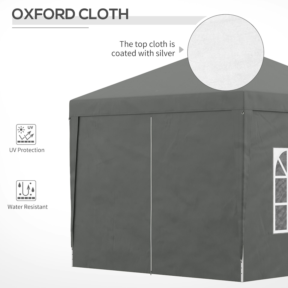 image 1 of Outsunny 3mx3m Pop Up Gazebo Party Tent Canopy Marquee with Storage Bag Grey