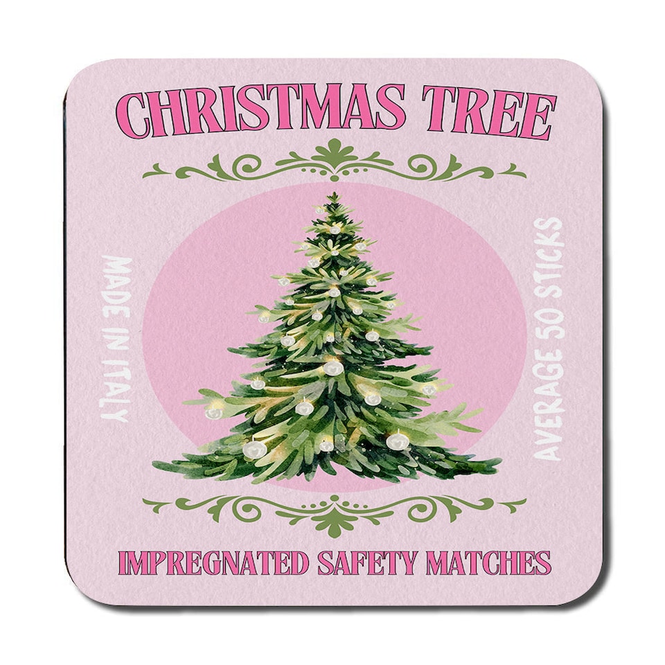 image 1 of Premium Placemat And Coaster Set Christmas Tree Design From Designer Artwork Collection Wood Base Limited Edition