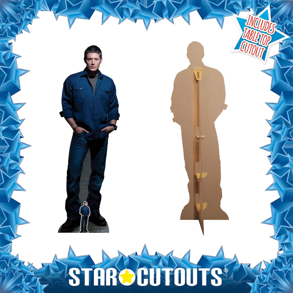 image 1 of Dean Winchester Blue Shirt Jeans Jensen Ackles Supernatural Lifesize Cardboard Cutout 186cm