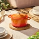 image 2 of Cooks professional Cast Iron Casserole Dish 20cm - Ovenproof Pan with Lid | Orange | Orange