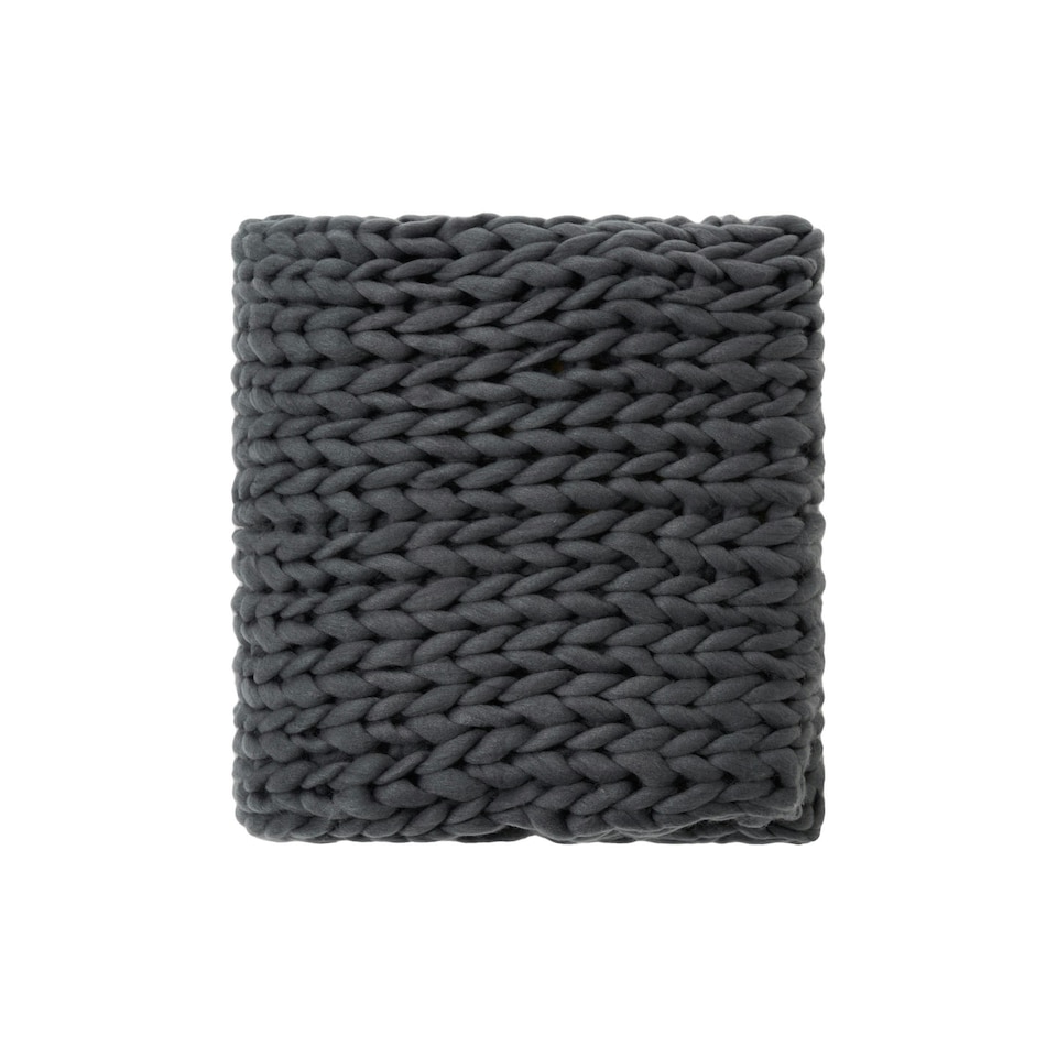 image 1 of BHS Chunky Cable Knit Throw, Grey Grey | Grey