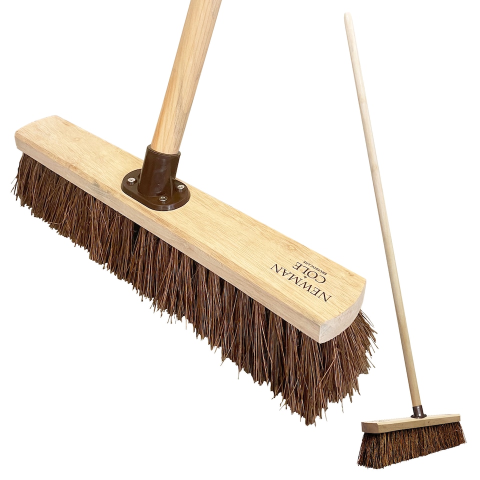 image 1 of Natural Bassine 18" Outdoor Heavy Duty Stiff Broom with Wooden Handle