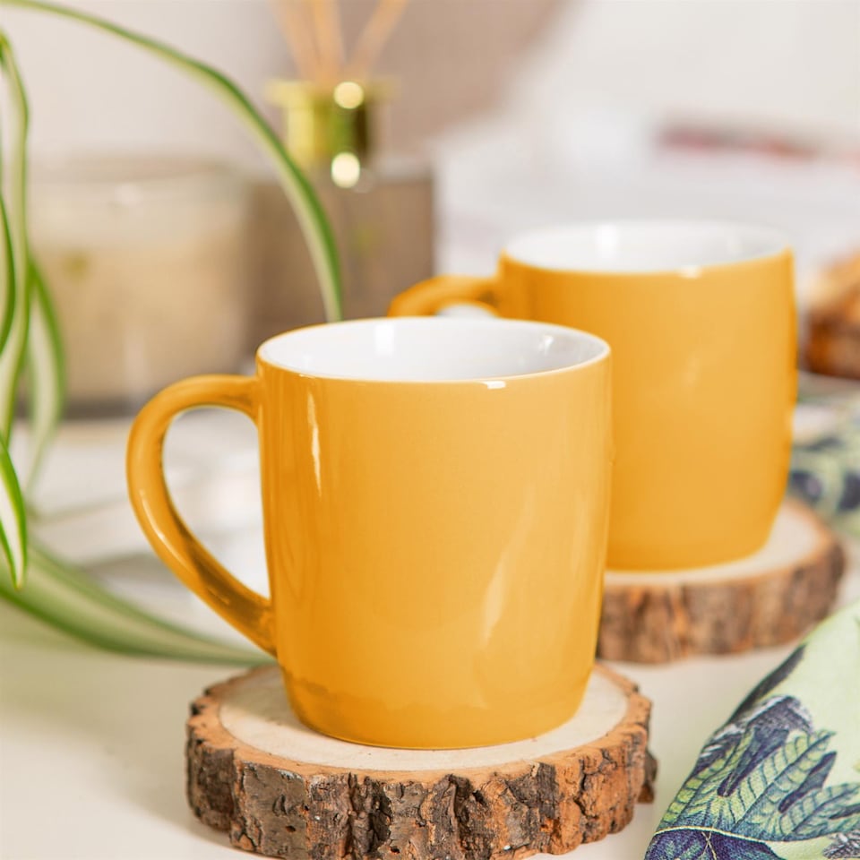 image 1 of Argon Tableware Coloured Coffee Mugs - 350ml - Yellow - Pack of 4 | Yellow | Yellow | 4