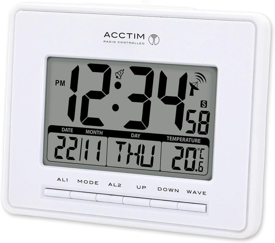 image 1 of Acctim Infinity Radio Controlled LCD Digital Dual Couples Alarm Clock