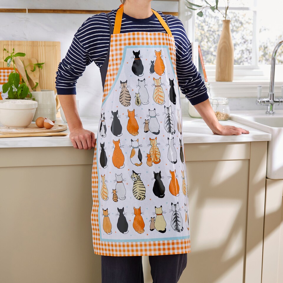 image 1 of Ulster Weavers Cats In Waiting Apron - PVC/Oilcloth Orange