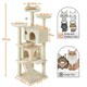 image 3 of Yaheetech 177 cm Cat Tree Tower with Condos and Scratching Posts Beige