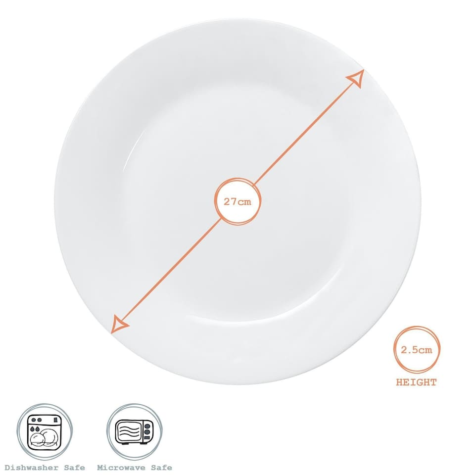 image 1 of Argon Tableware Classic White Dinner Plates - 27cm - Pack of 12 White