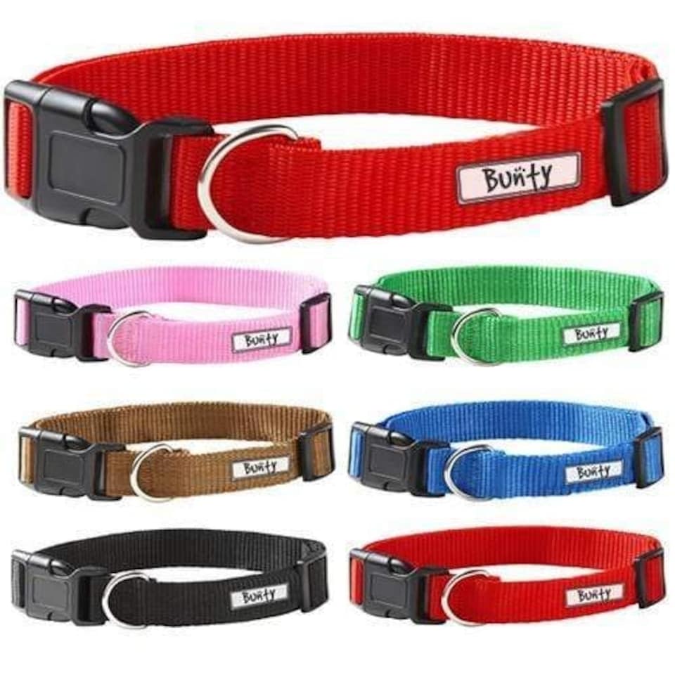 image 1 of Dog Puppy Collar with Buckle & Clip for Lead, Adjustable Soft Fabric Blue | S