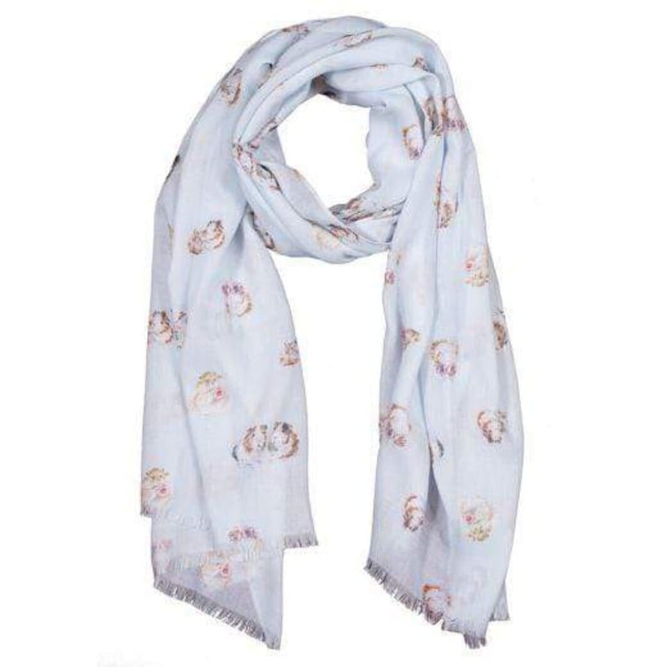 image 1 of 'Lettuce Be Friends' Scarf with Gift Bag - Wrendale Designs, 70 x 190 cm, Soft Blue