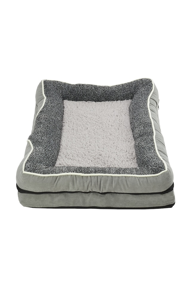 image 1 of Living and Home Pet Bed with Removable Cover for Dogs & Cats | Grey | Light Grey | M | 1