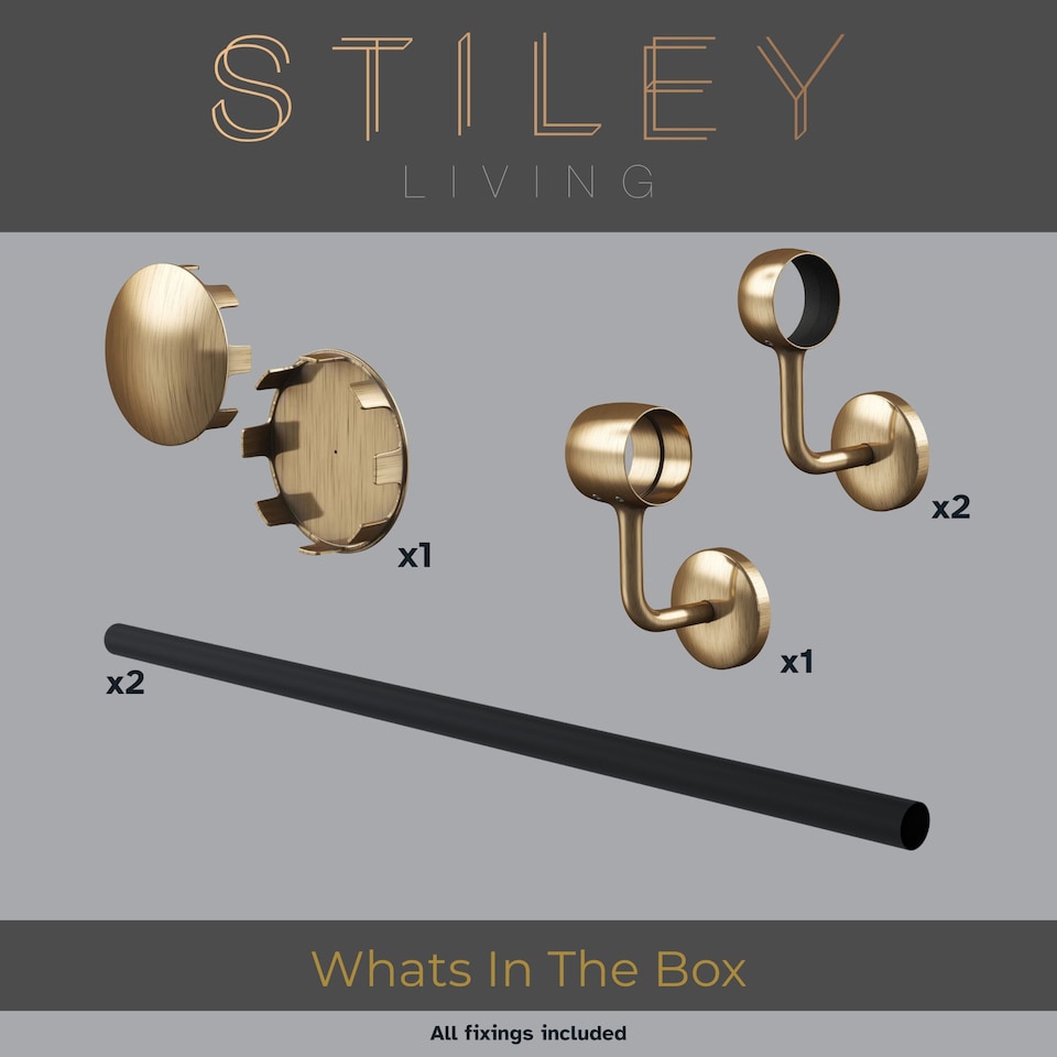 image 1 of Stiley Living Wall Mounted Handrail Kit, Banister System with Brackets and Fixings