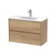 image 1 of Balterley Chartley Contemporary 2 Drawer Wall Hung Vanity Unit with Minimalist Basin, Autumn Oak, 800mm