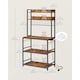 image 2 of Kitchen Storage Rack with Power Outlet, Coffee Station Style Baker’s Rack with Hooks and Panel, Rustic Brown and Ink Black
