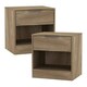 image 1 of 1-Drawer Bedside Table with Storage Black | Oak / Set of 2
