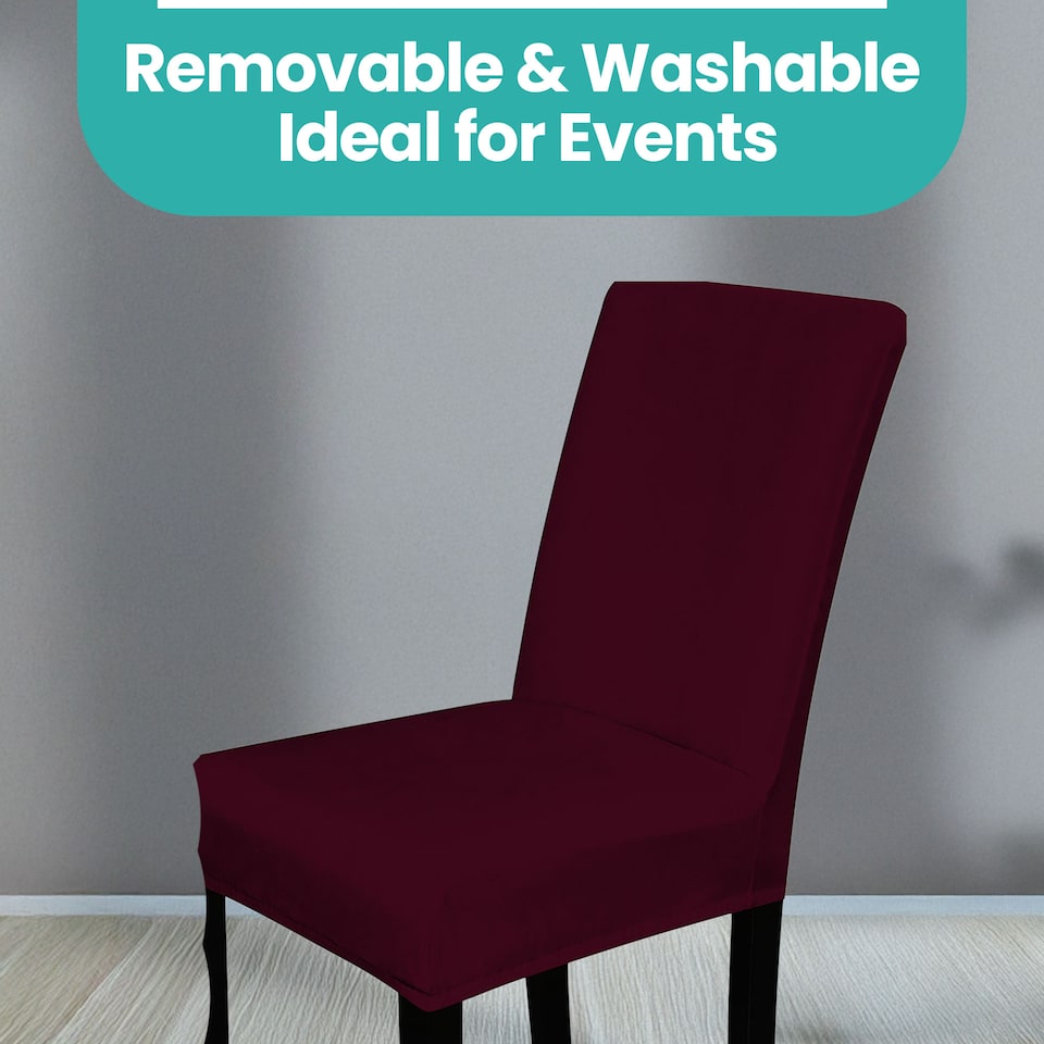 image 1 of Velvet Dining Chair Covers, Spandex High-Back Chair Slipcovers - 220GSM