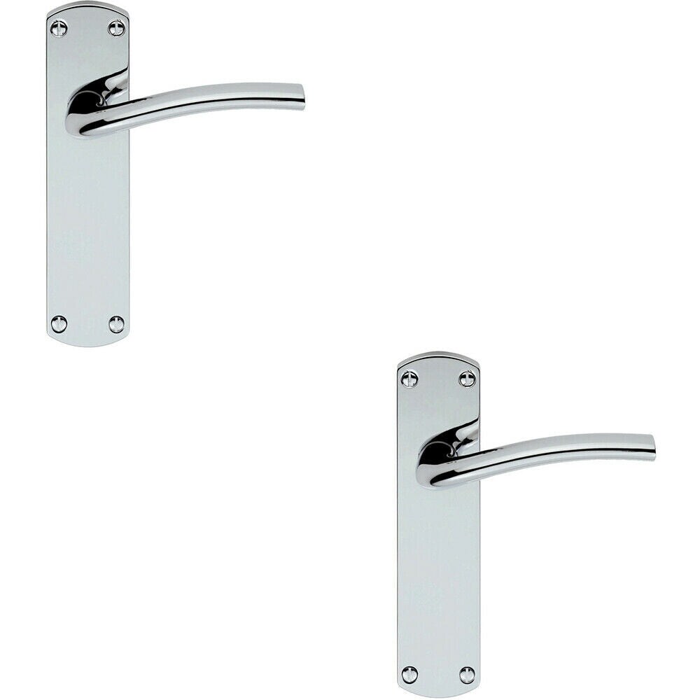 Loops 2x Rounded Curved Bar Handle on Latch Backplate 170 x 42mm Polished Chrome