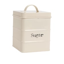Harbour Housewares Vintage Metal Kitchen Sugar Canister - Cream