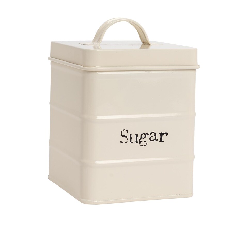 image 1 of Harbour Housewares Vintage Metal Kitchen Sugar Canister - Cream