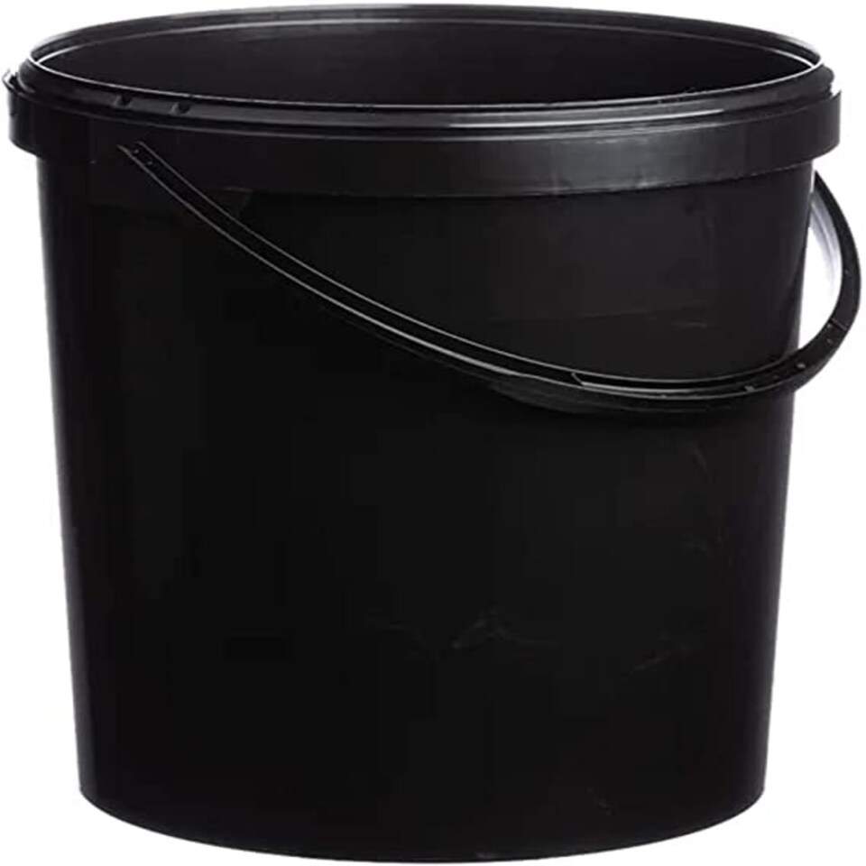 image 1 of 5 x Strong Heavy Duty 25L Black Multi-Purpose Plastic Storage Buckets With Lid & Handle