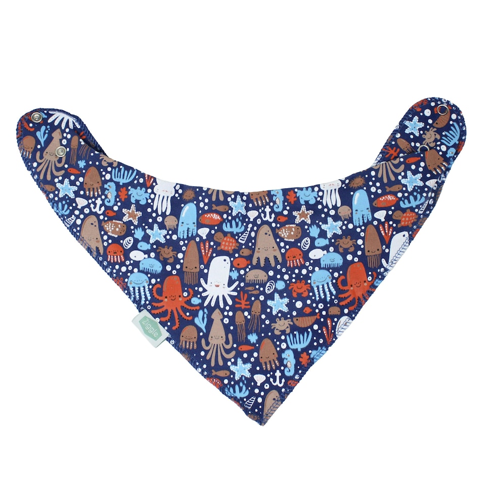 image 1 of Ziggle Baby Dribble Bib Under the Sea | Blue | One Size | 1