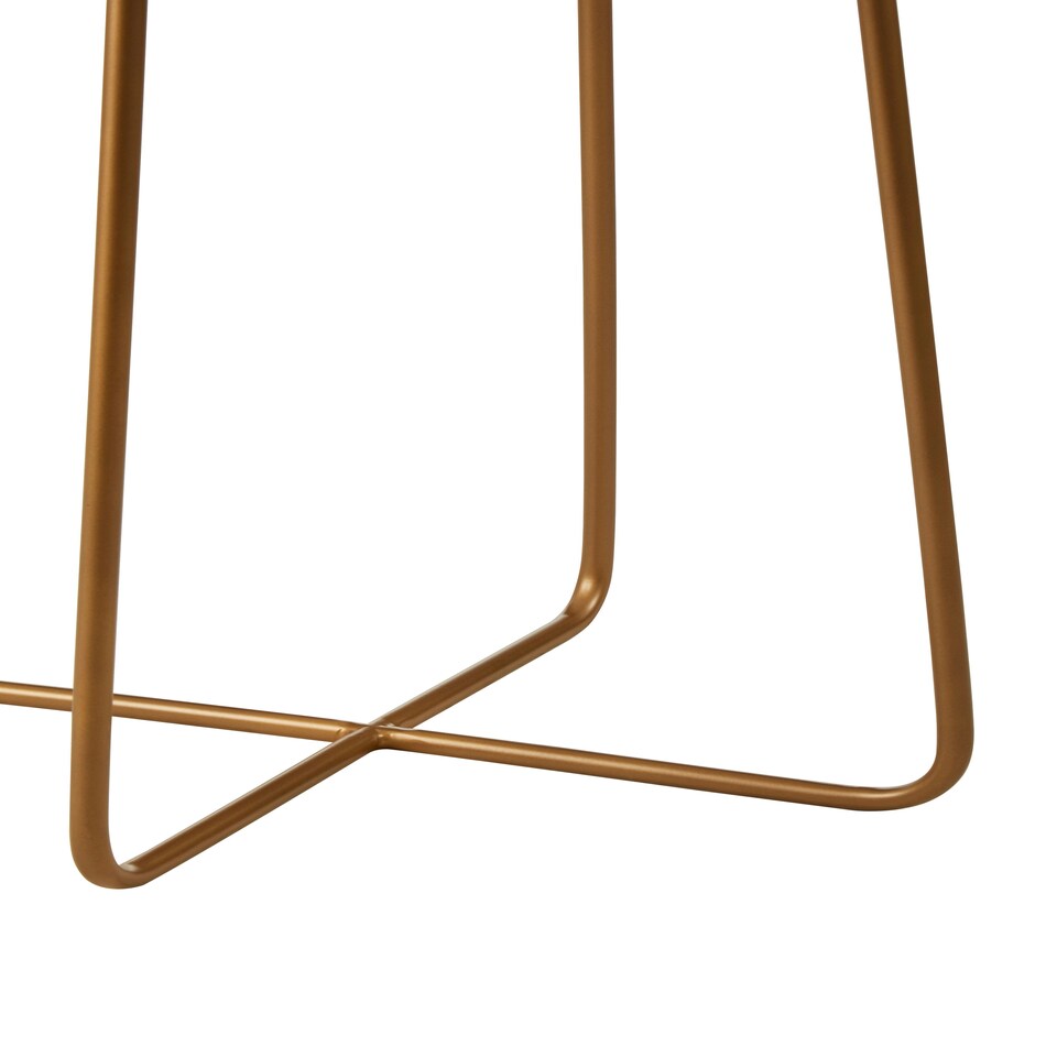 image 1 of Shalimar Round Marble top Side Table With Cross Base Gold
